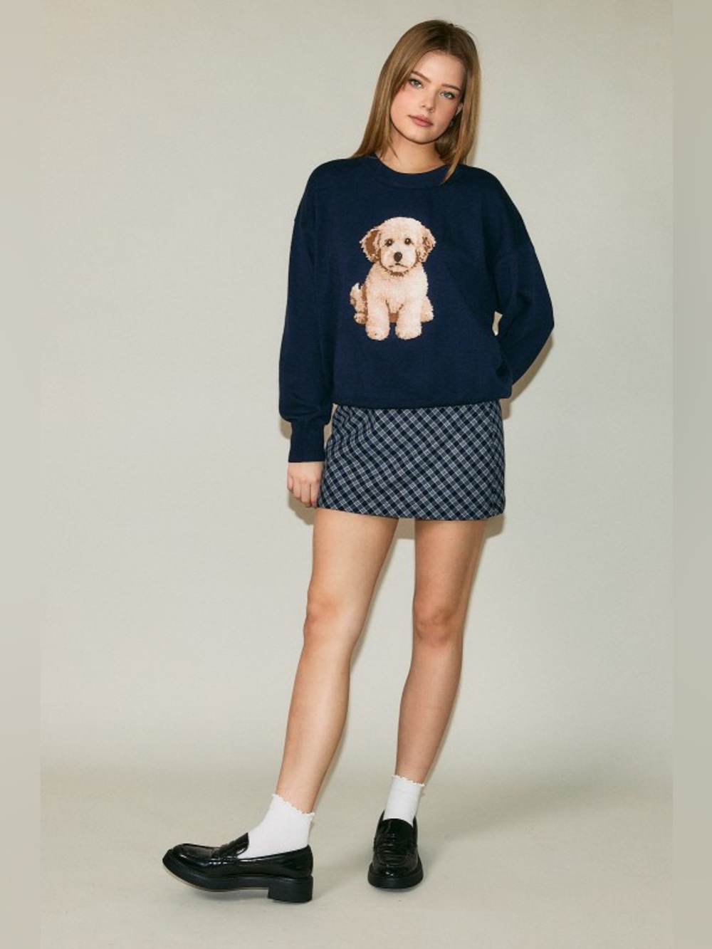 NWT Le Lis Navy Goldendoodle Dog Crew Neck Sweater Small - Picture 8 of 10